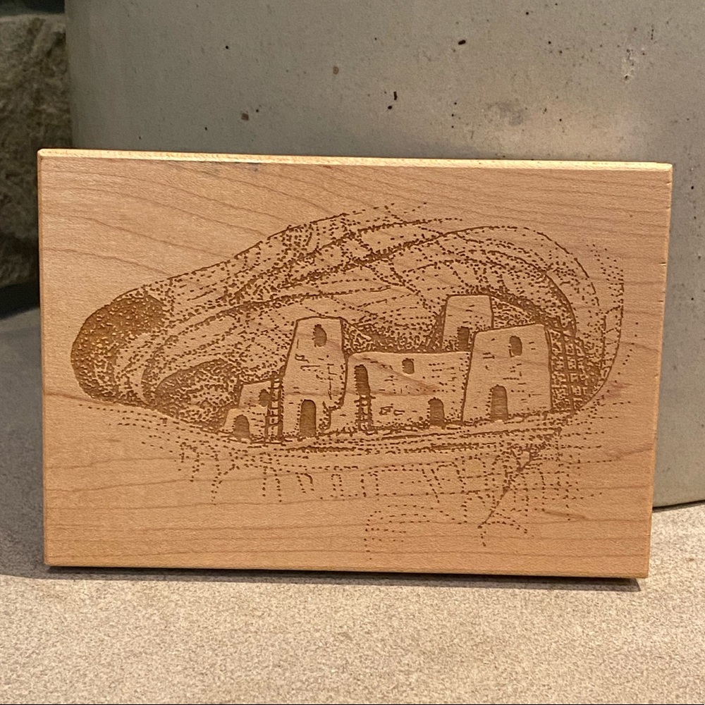 Wood Block Rubber Stamp Southwest Pueblo